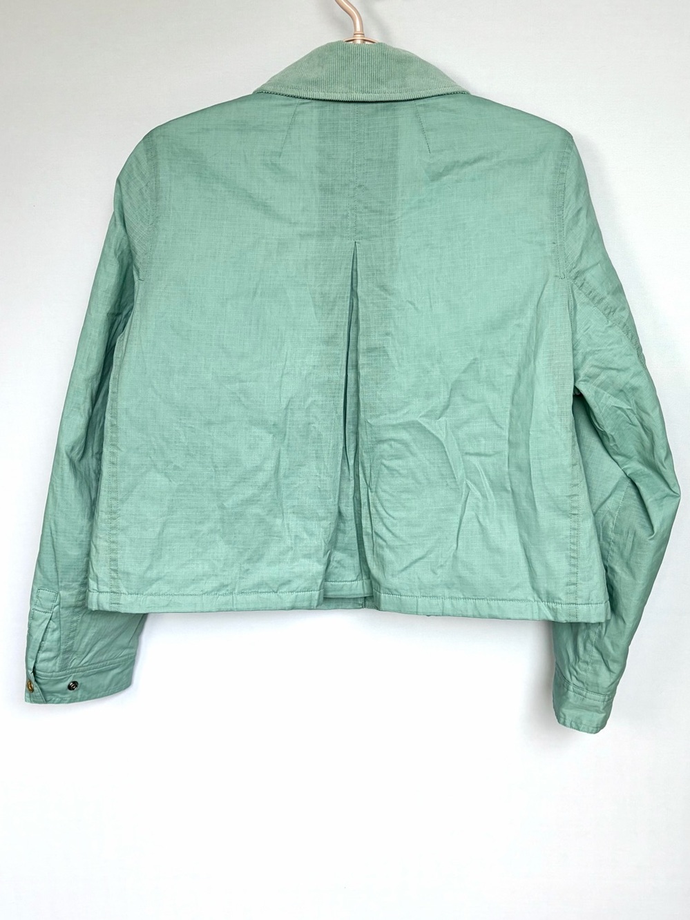 J. Crew Cropped Barn Jacket Ripstop Cotton Smoky Seaglass Green Sz S Primaloft - Picture 16 of 16